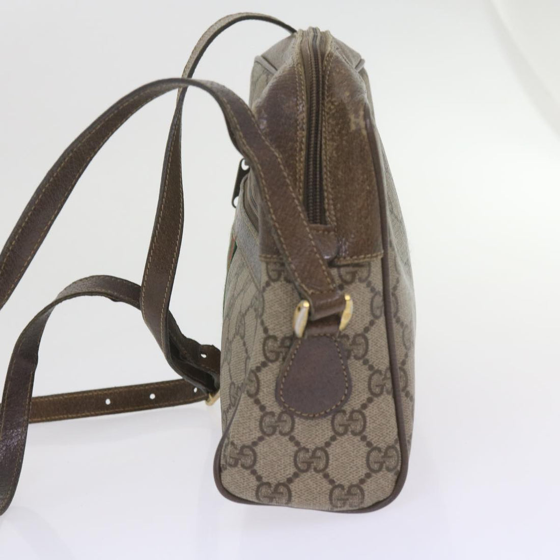 GUCCI GG Canvas Web Sherry Line Shoulder Bag PVC Beige Green Red yk9773