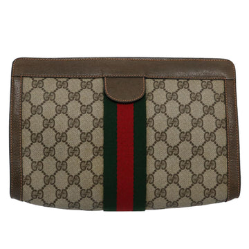 GUCCI GG Supreme Web Sherry Line Clutch Bag Beige Red 89 01 002 yk9803