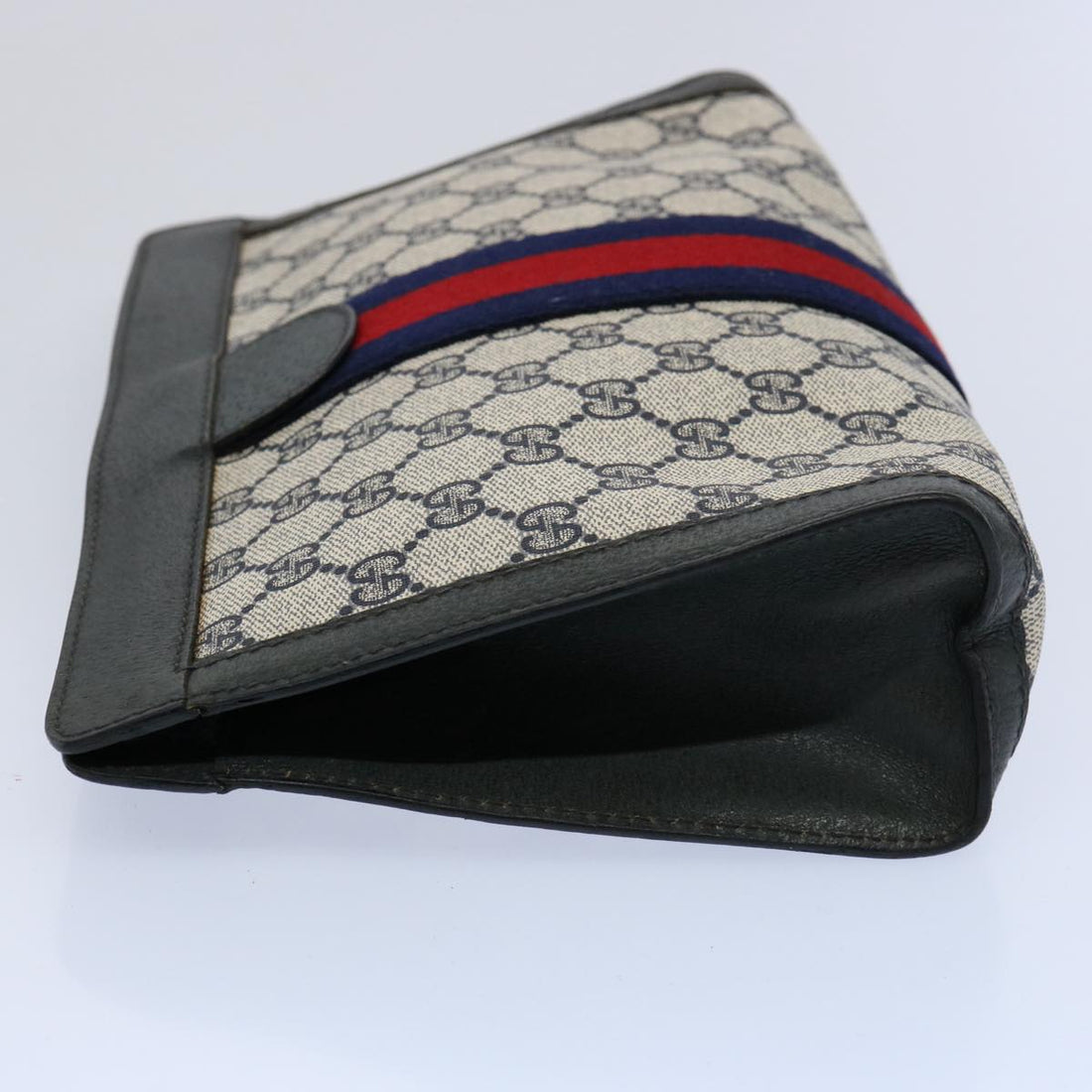 GUCCI GG Supreme Sherry Line Clutch Bag Navy Red 89 01 002 yk9831