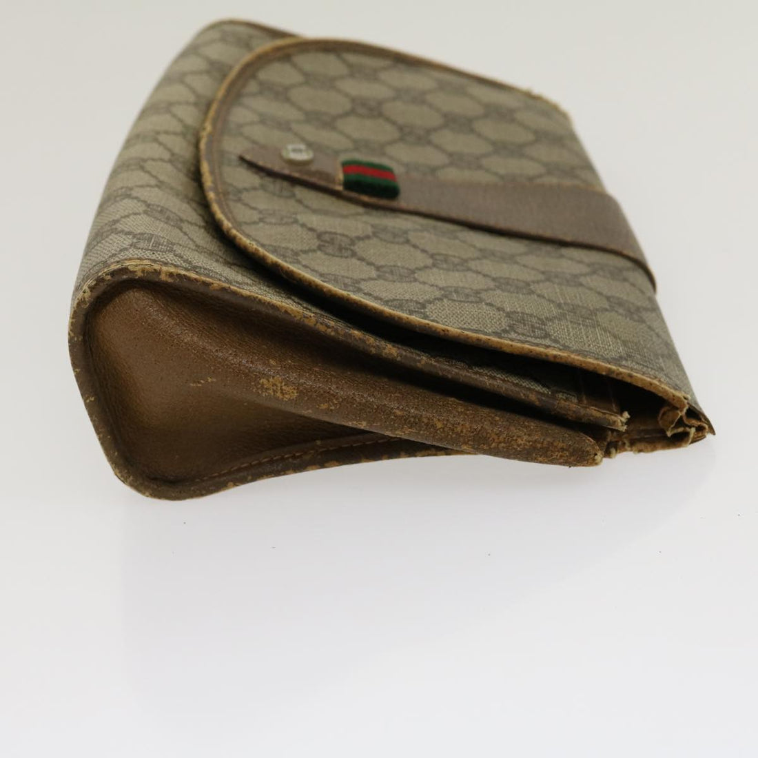 GUCCI Web Sherry Line GG Canvas Clutch Bag Beige Red Green yt864