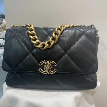 Chanel Black Quilted Leather 19 Flap Bag