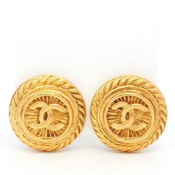 Vintage Chanel Cocomark Rosette Round Clip-On Earrings