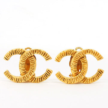 Vintage Chanel Cocomark Textured Stripe Clip-On Earrings