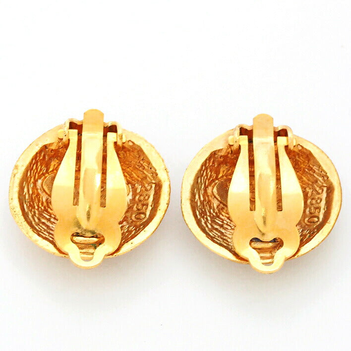 Vintage Chanel Cocomark Textured Round Clip-On Earrings
